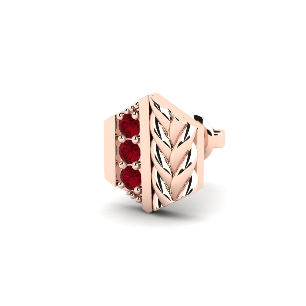 9k Oro Rosa Circonita Roja Pendiente para hombre Chinon - B