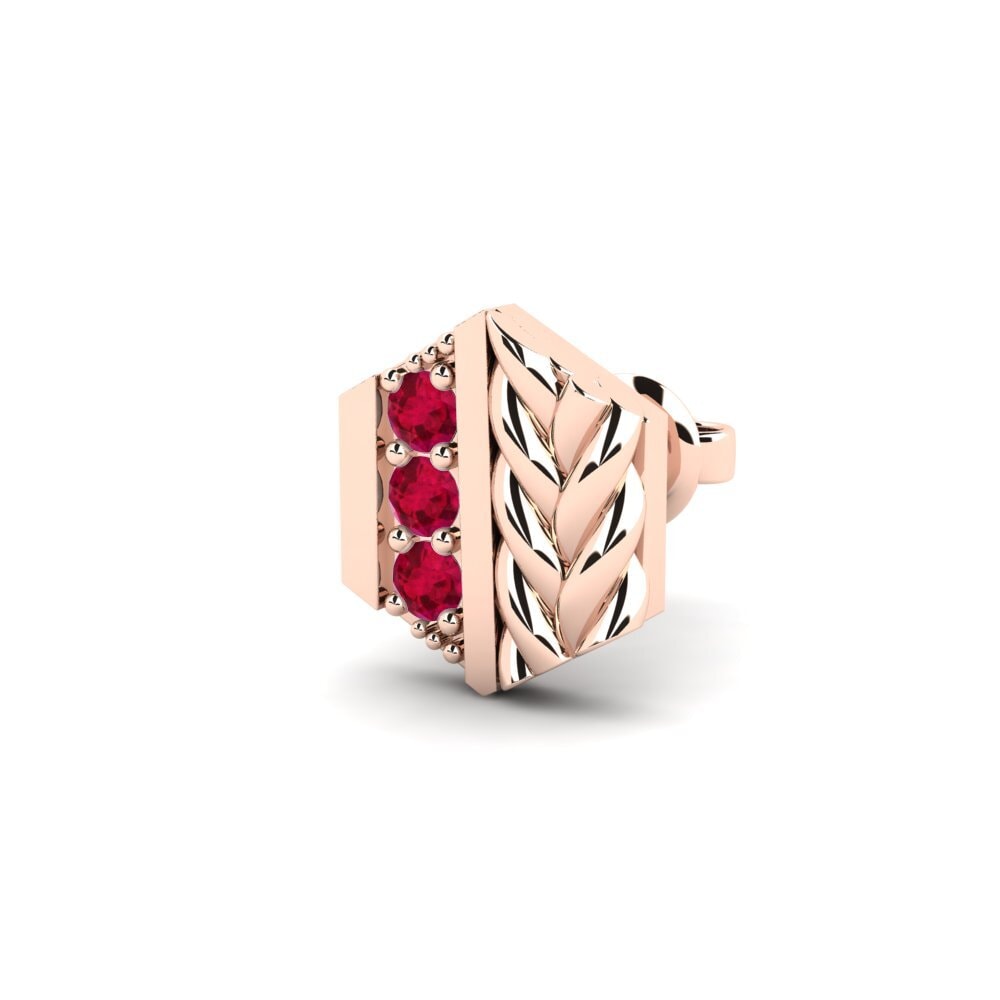 18ct Rose Gold Ruby Men's Earring Chinon - B