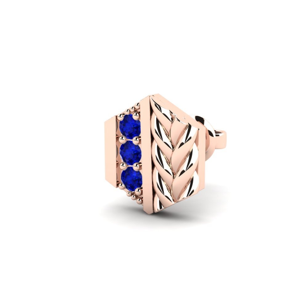 14ct Rose Gold Sapphire Men's Earring Chinon - B