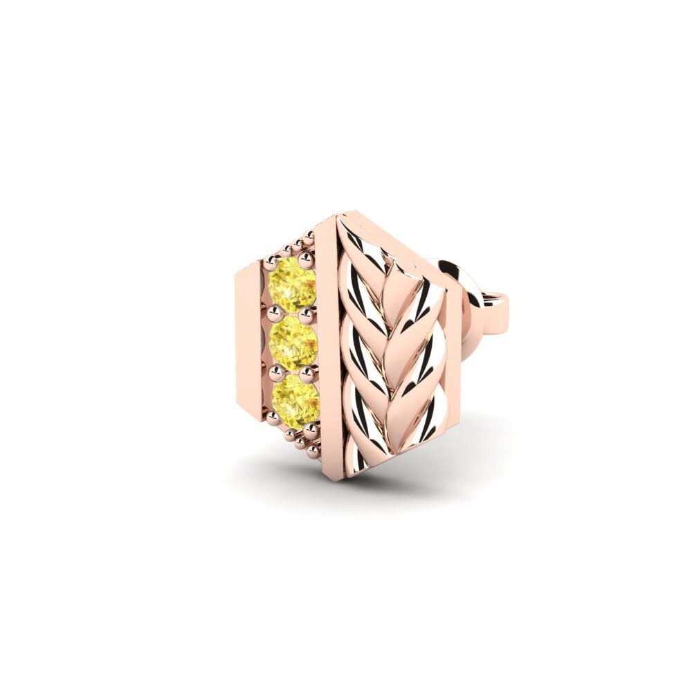 9ct Rose Gold Yellow Sapphire Men's Earring Chinon - B