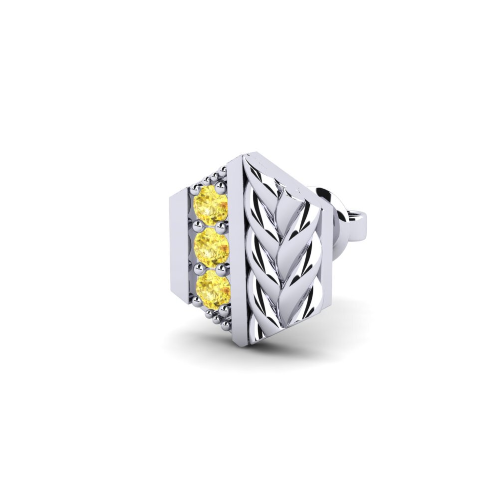 Platino Zafiro amarillo Pendiente para hombre Chinon - B