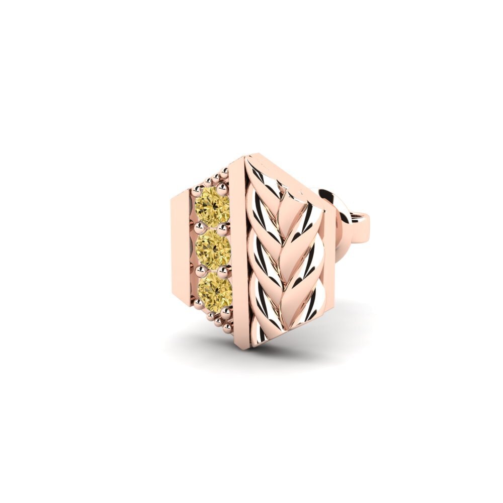 14ct Rose Gold Yellow Diamond Men's Earring Chinon - B