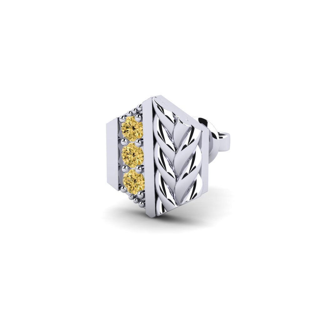 950 Palladium Žlutý diamant Pánské náušnice Chinon - B