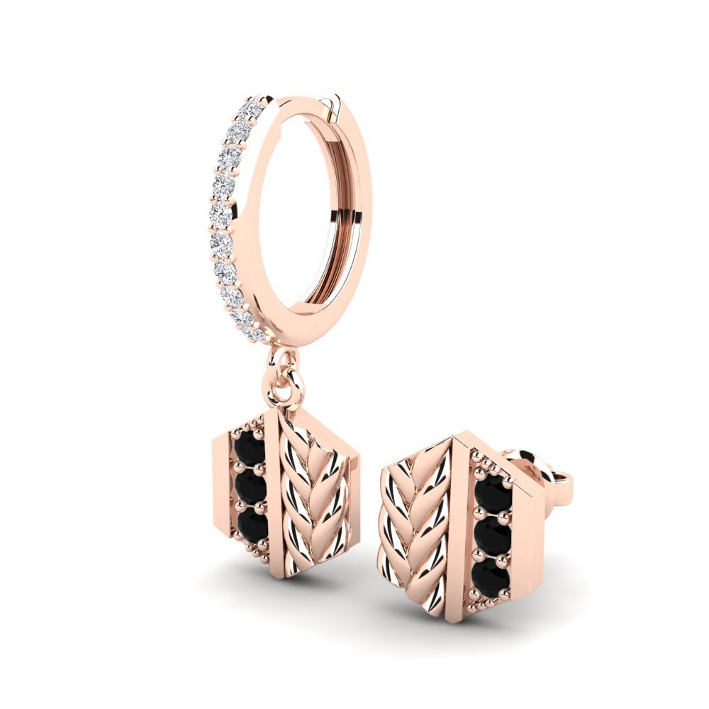 14k Oro Rosa Zafiro negro Pendiente para hombre Chinon - SET