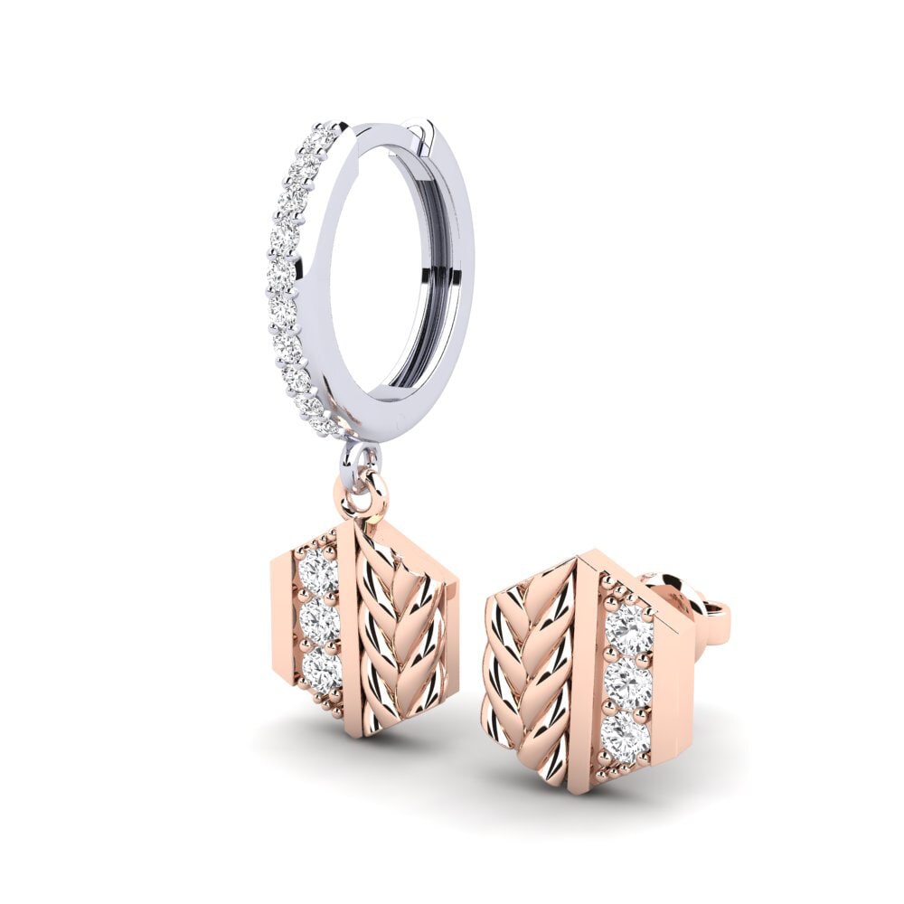 14ct White / Rose Gold Men's Earring Chinon - SET