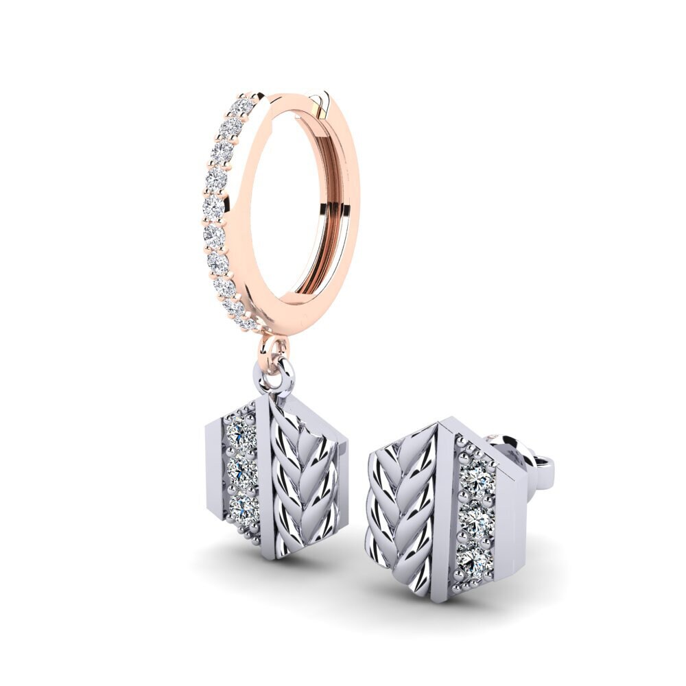 9k Oro Rosa & Blanco Circonita Pendiente para hombre Chinon - SET