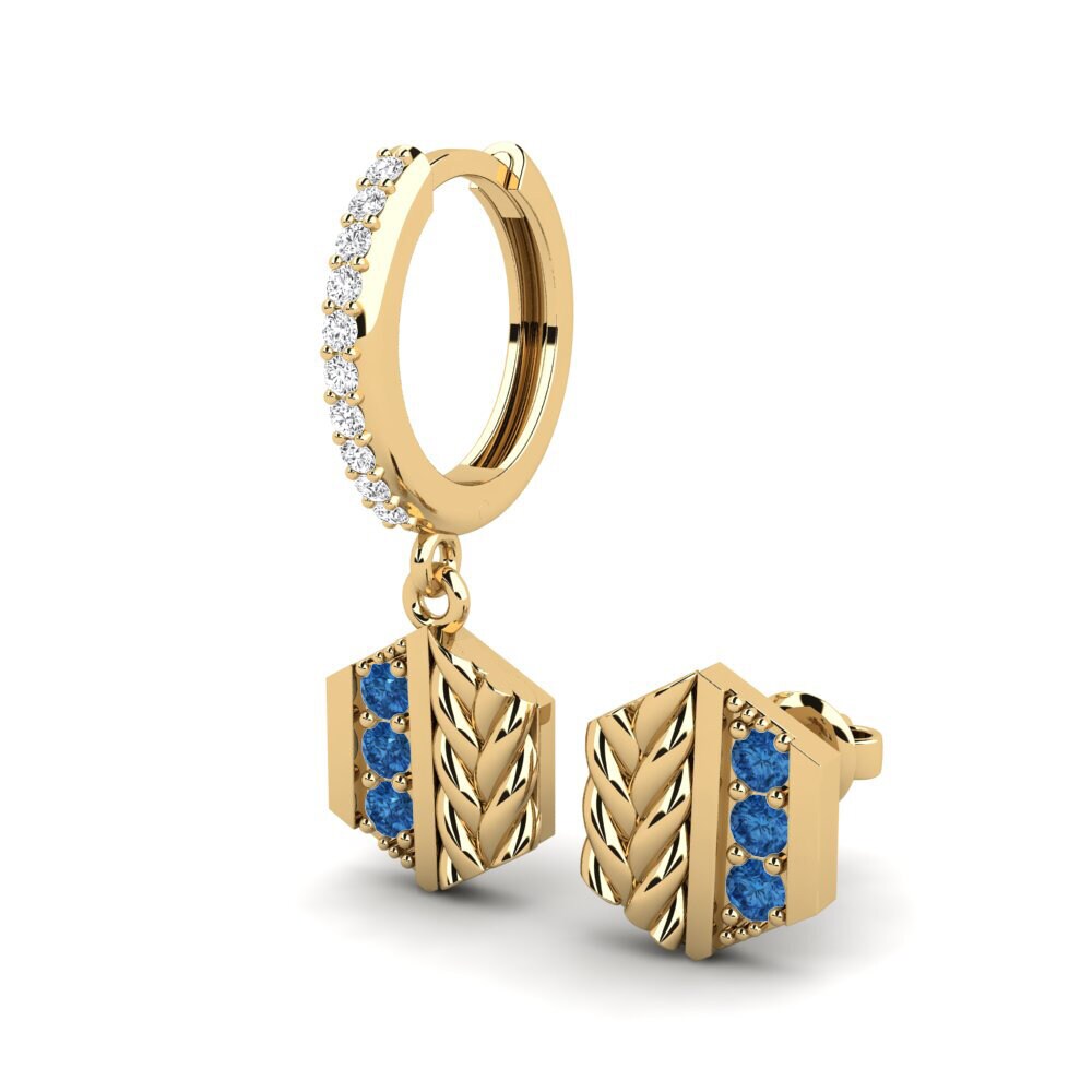 Circonita Azul Oscuro Pendiente para hombre Chinon - SET