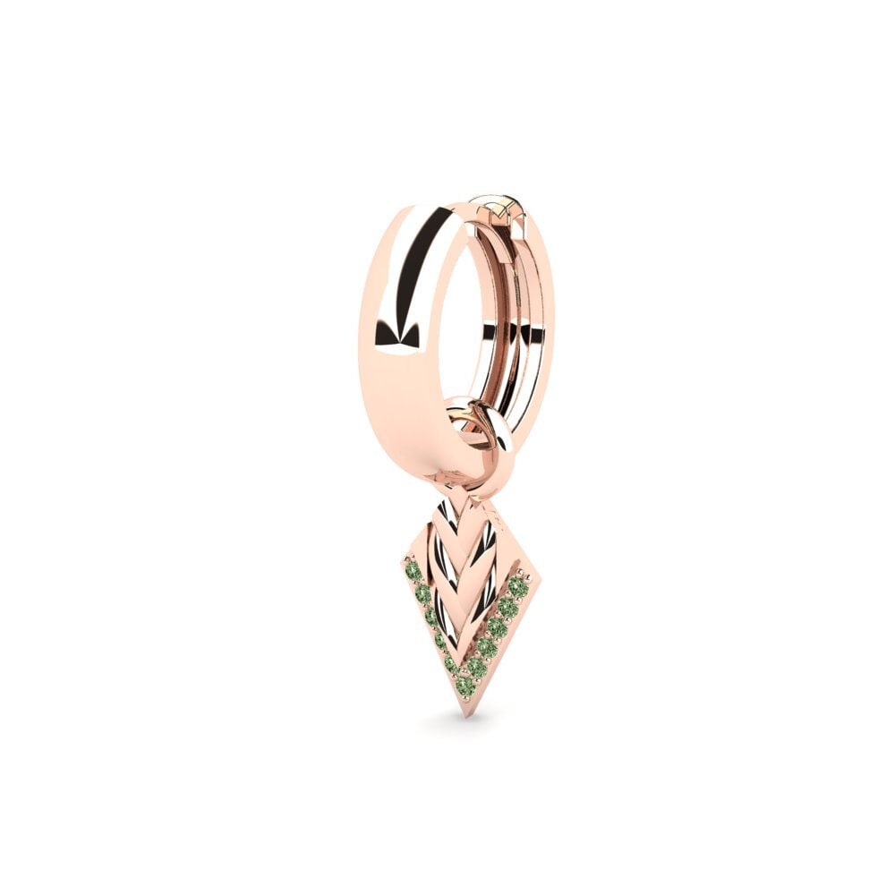 14ct Rose Gold Green Diamond Men's Earring Clairvaux