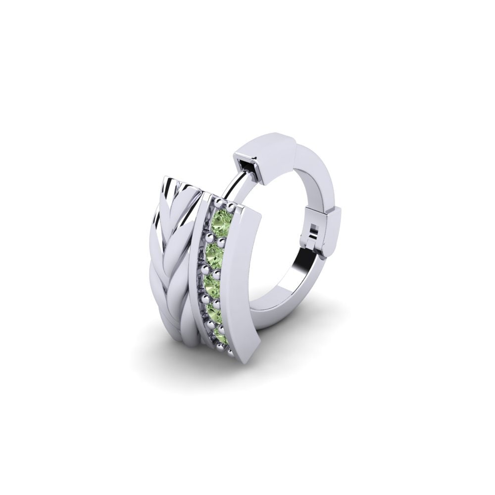 18k Oro Blanco Diamante Verde Pendiente para hombre Dreux