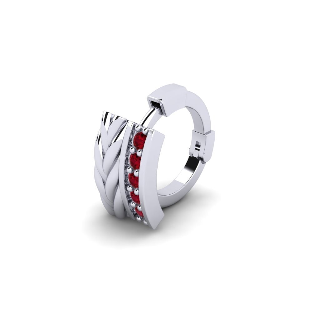 9k Oro Blanco Circonita Roja Piercing oreja hombre Dreux