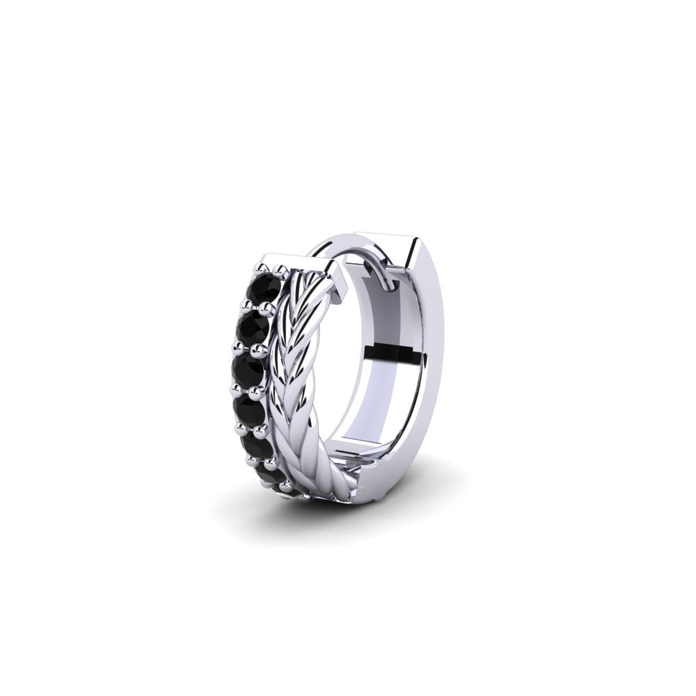 9ct White Gold Black Sapphire Men's Earring Vaulx - A