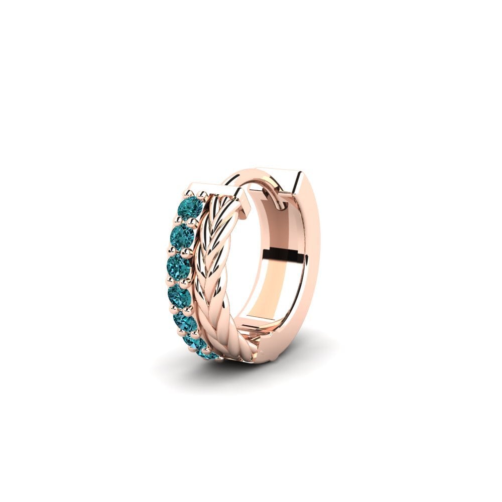 14ct Rose Gold Blue Diamond Men's Earring Vaulx - A