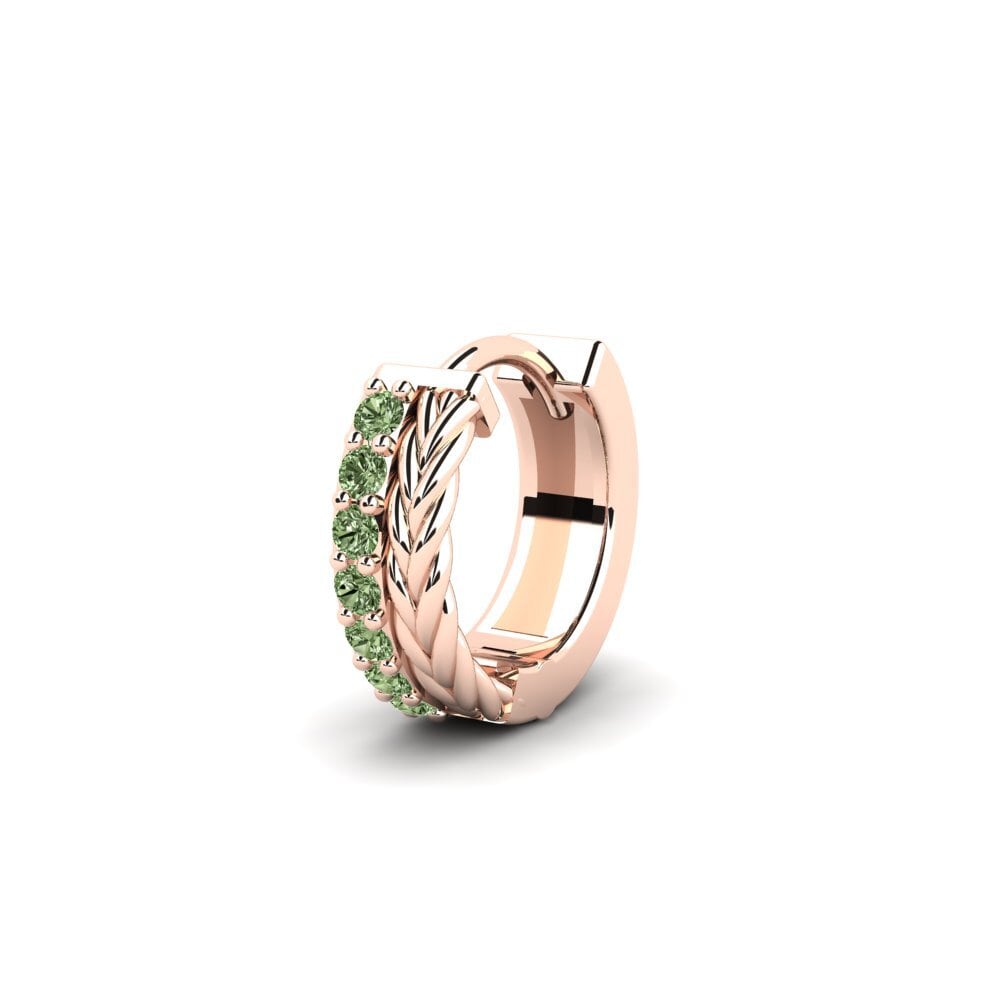 14ct Rose Gold Green Diamond Men's Earring Vaulx - A