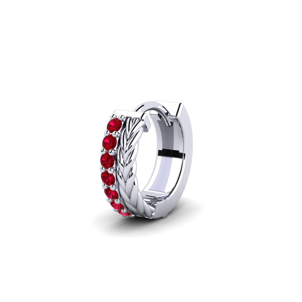 9k Oro Blanco Circonita Roja Pendiente para hombre Vaulx - A