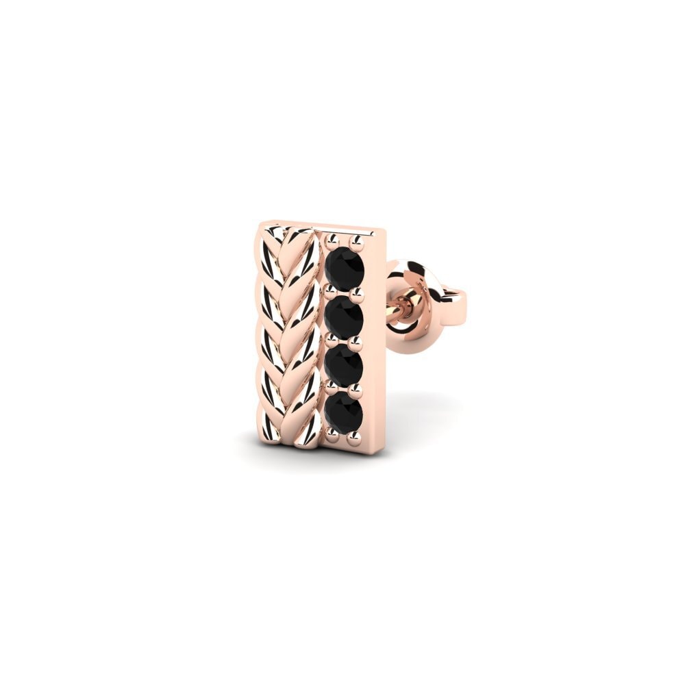 9ct Rose Gold Black Sapphire Men's Earring Vaulx - B