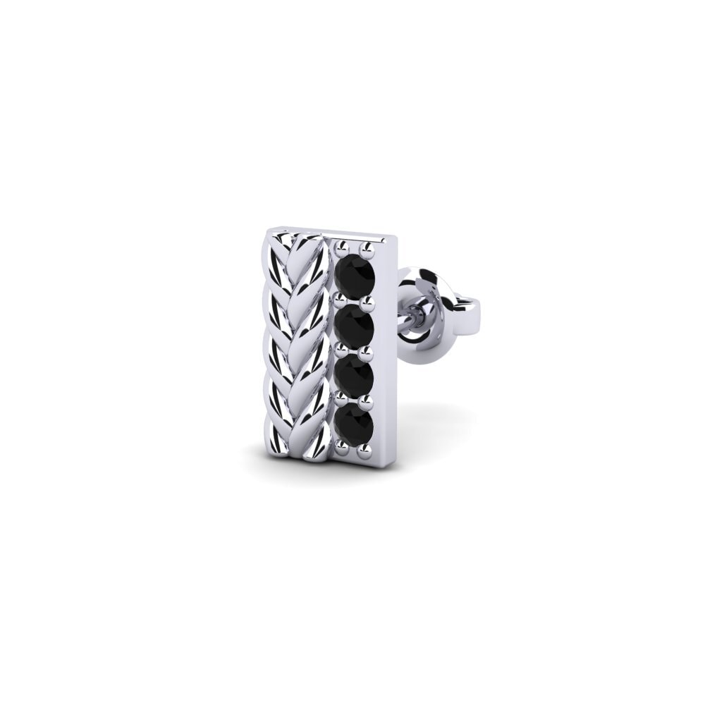 9ct White Gold Black Sapphire Men's Earring Vaulx - B