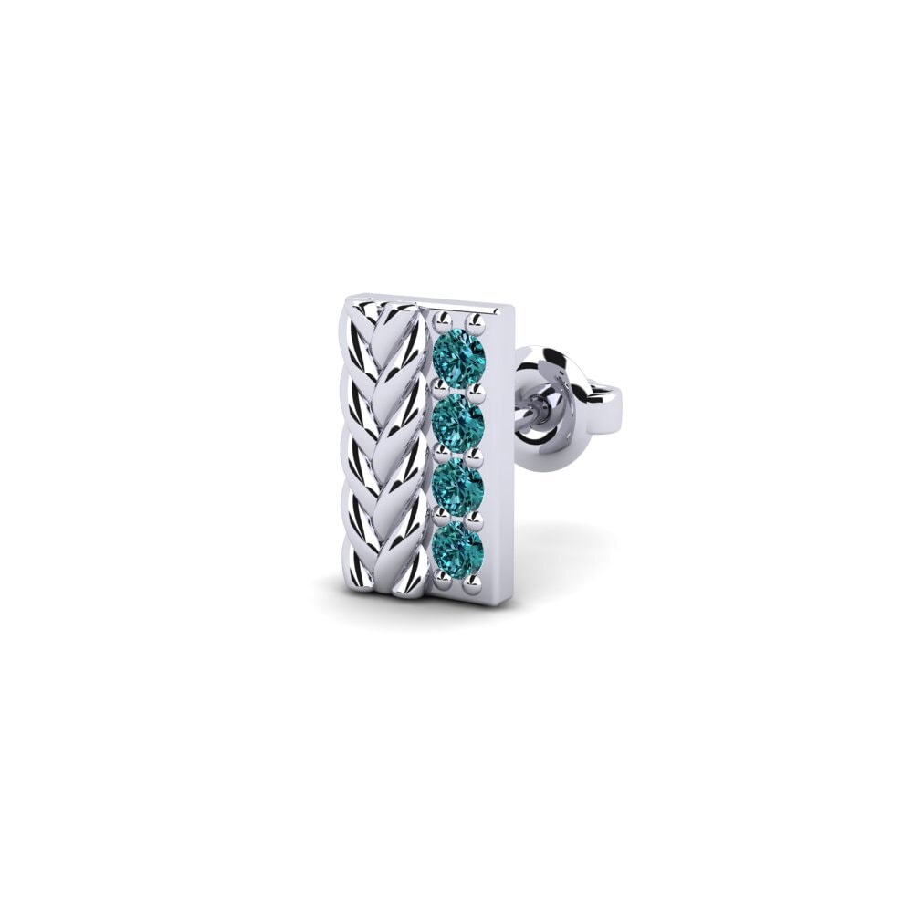 9ct White Gold Blue Diamond Men's Earring Vaulx - B