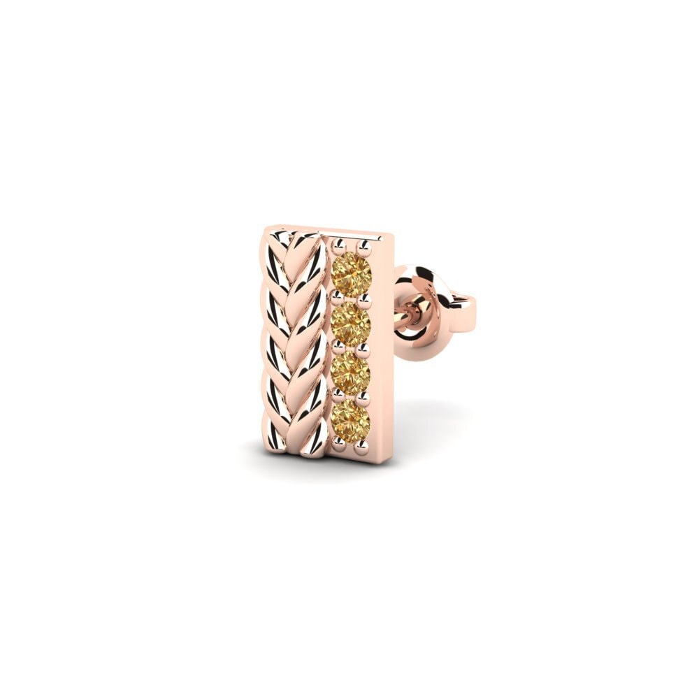 14ct Rose Gold Brown Diamond Men's Earring Vaulx - B