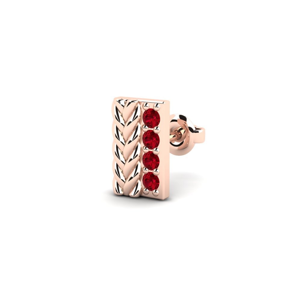 9k Oro Rosa Circonita Roja Pendiente para hombre Vaulx - B