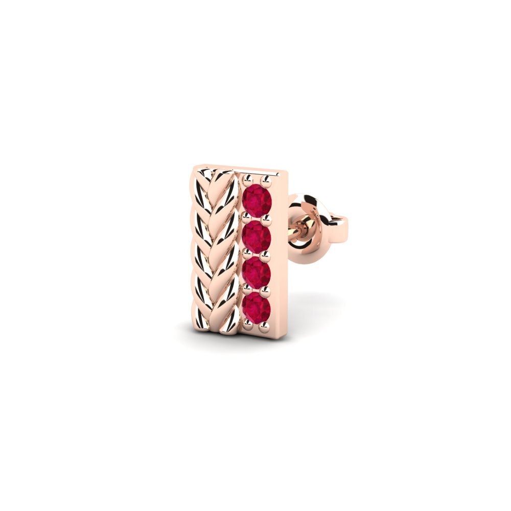 18ct Rose Gold Ruby Men's Earring Vaulx - B