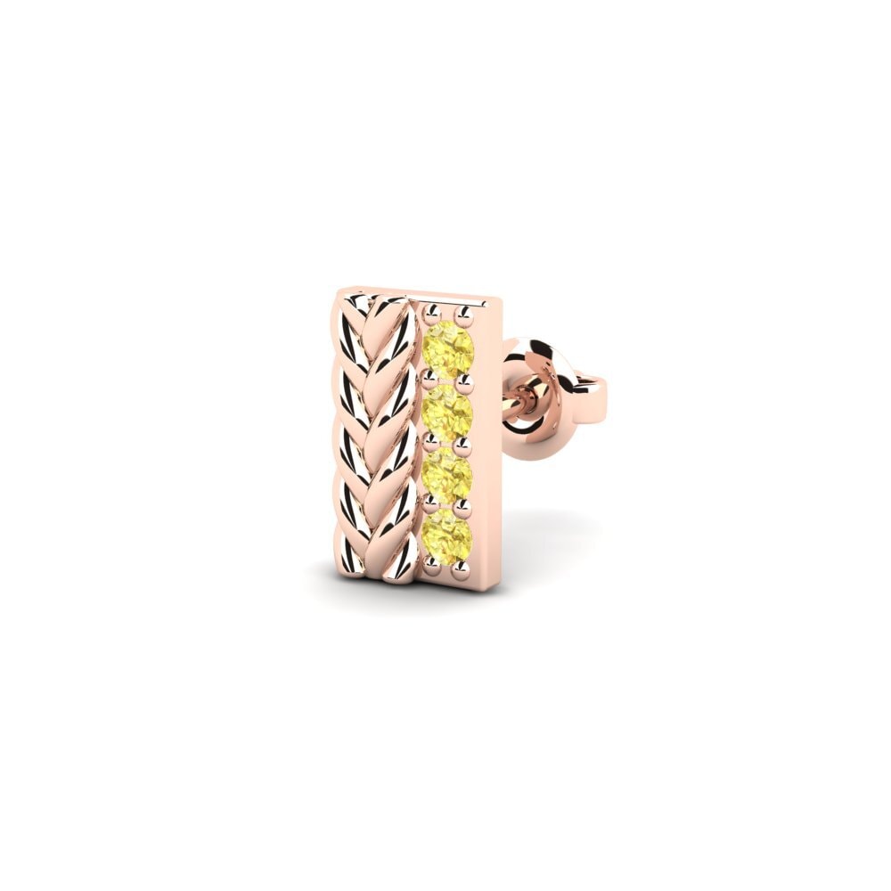 9ct Rose Gold Yellow Sapphire Men's Earring Vaulx - B