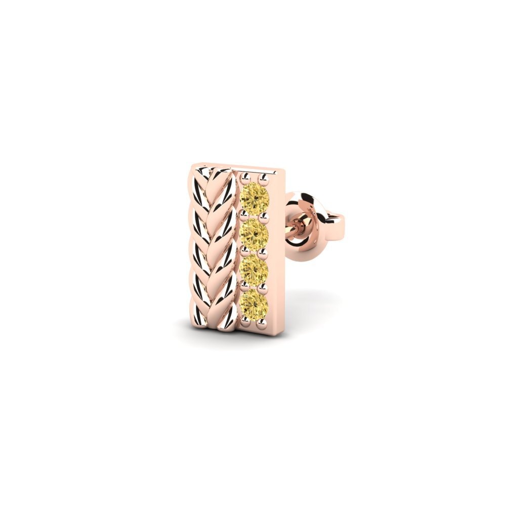 14ct Rose Gold Yellow Diamond Men's Earring Vaulx - B