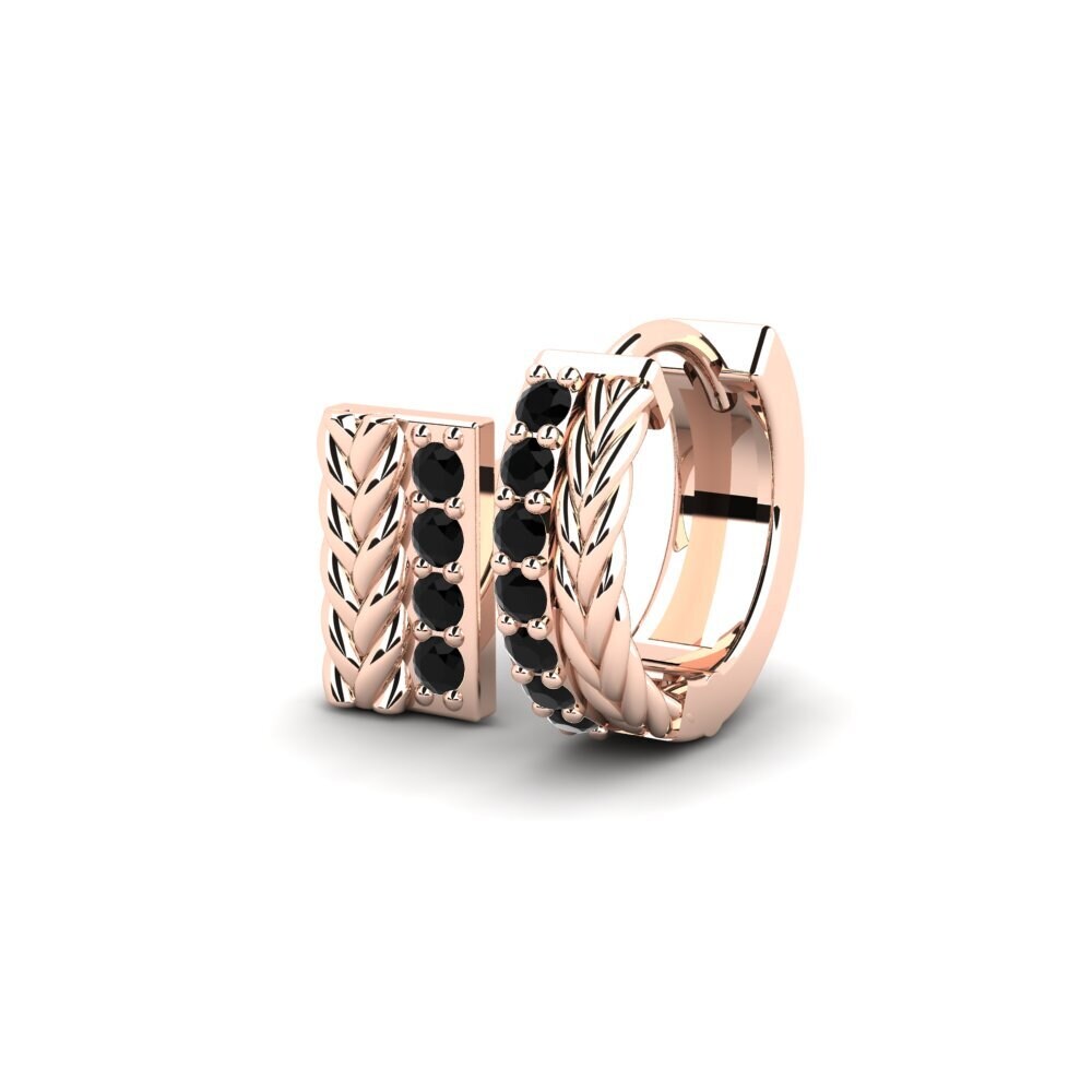 18ct Rose Gold Black Onyx Men's Earring Vaulx - SET