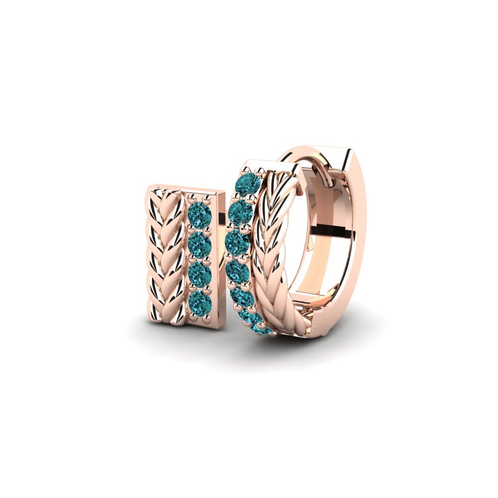 14k Oro Rosa Diamante Azul Pendiente para hombre Vaulx - SET
