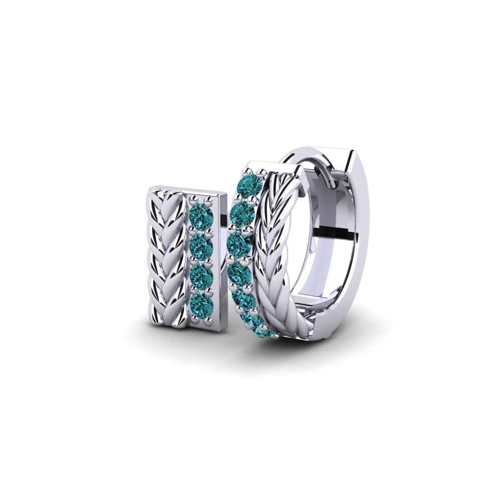 9ct White Gold Blue Diamond Men's Earring Vaulx - SET