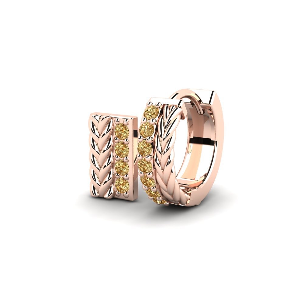 14ct Rose Gold Brown Diamond Men's Earring Vaulx - SET