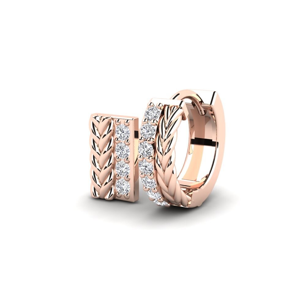 18ct Rose Gold Diamond Men's Earring Vaulx - SET
