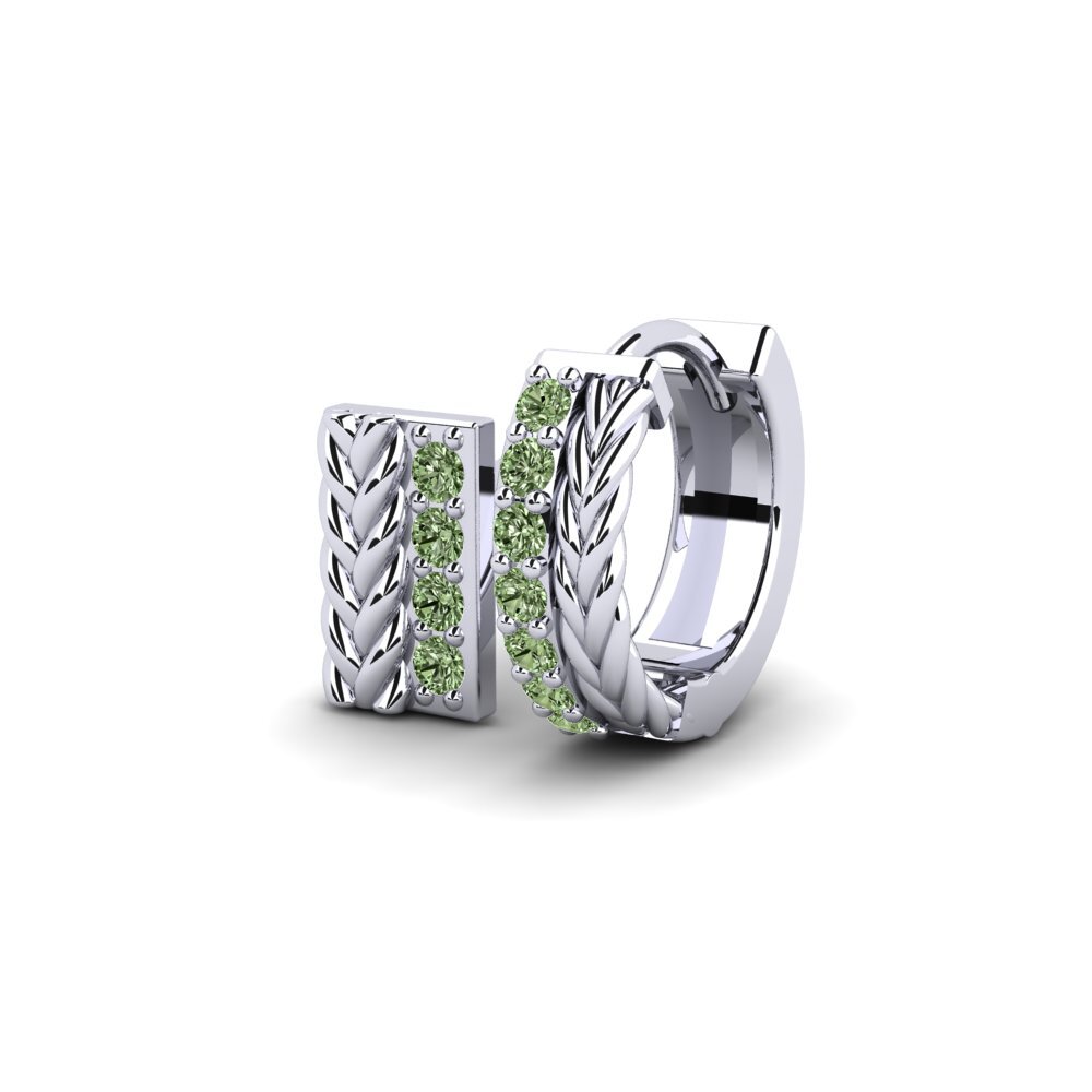 18k Oro Blanco Diamante Verde Pendiente para hombre Vaulx - SET