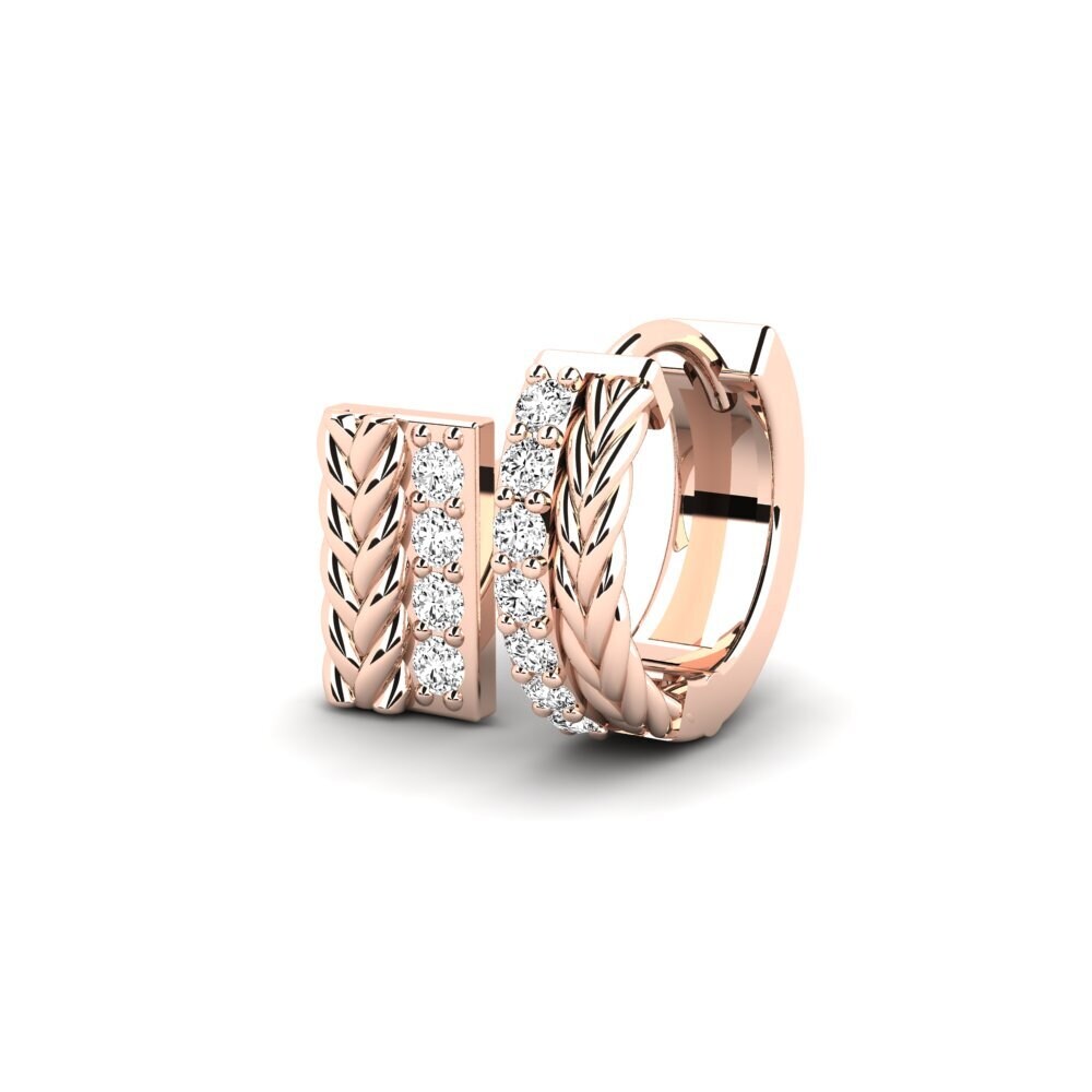 14ct Rose Gold Moissanite Men's Earring Vaulx - SET