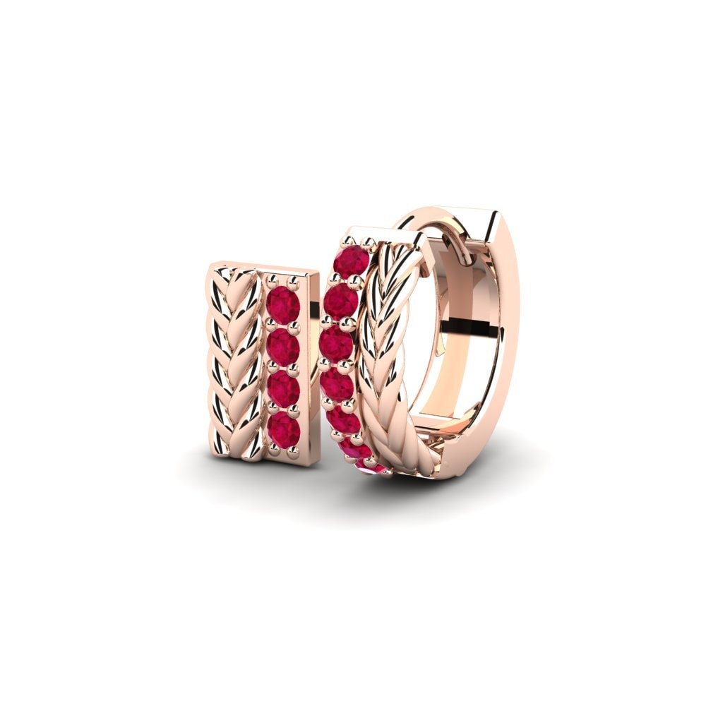 18k Oro Rosa Rubí Pendiente para hombre Vaulx - SET