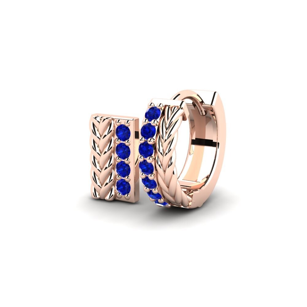 14ct Rose Gold Sapphire Men's Earring Vaulx - SET