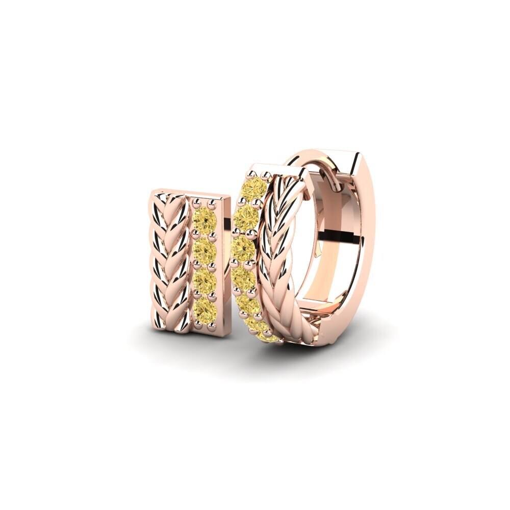 14ct Rose Gold Yellow Diamond Men's Earring Vaulx - SET
