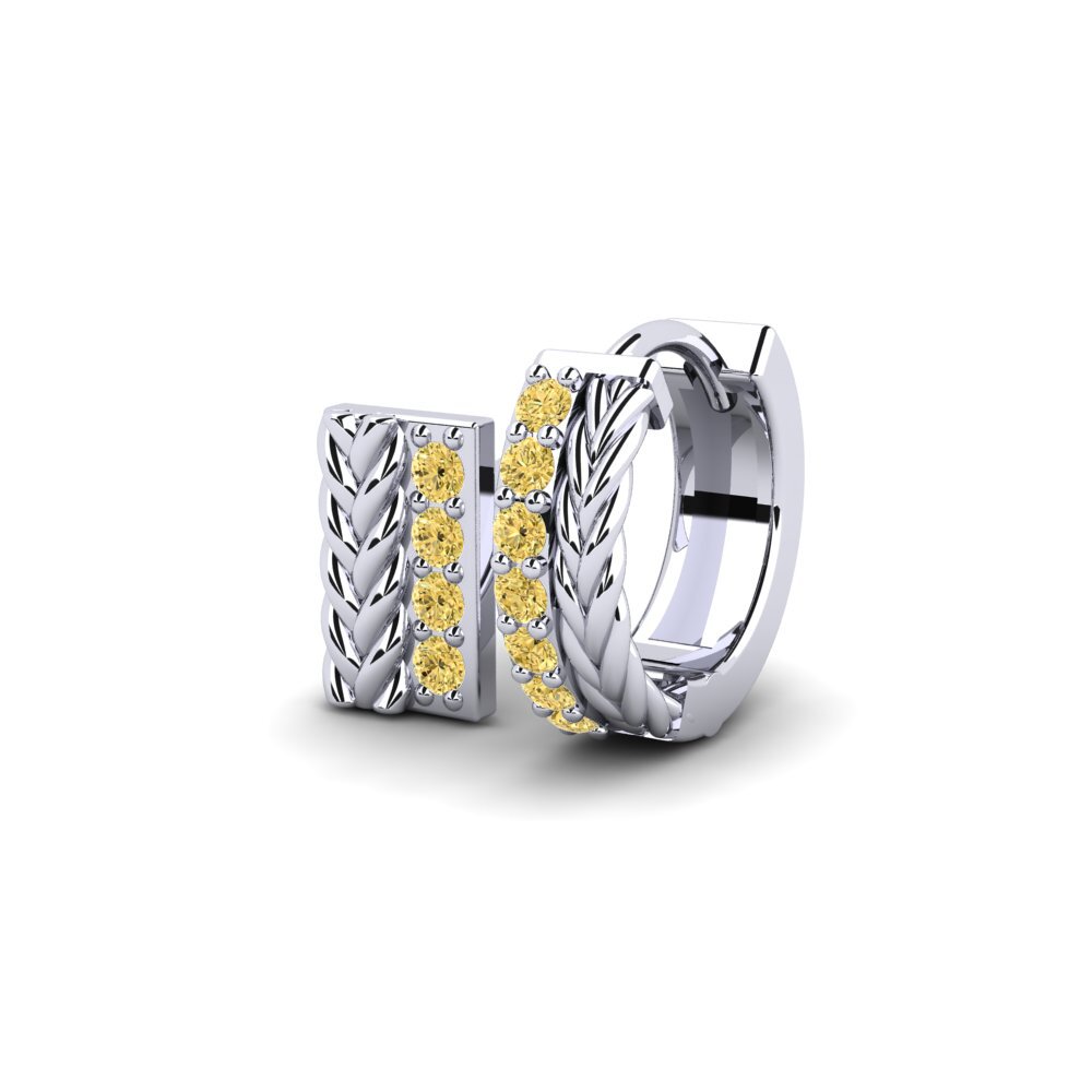585 Bílé zlato Žlutý diamant Pánské náušnice Vaulx - SET