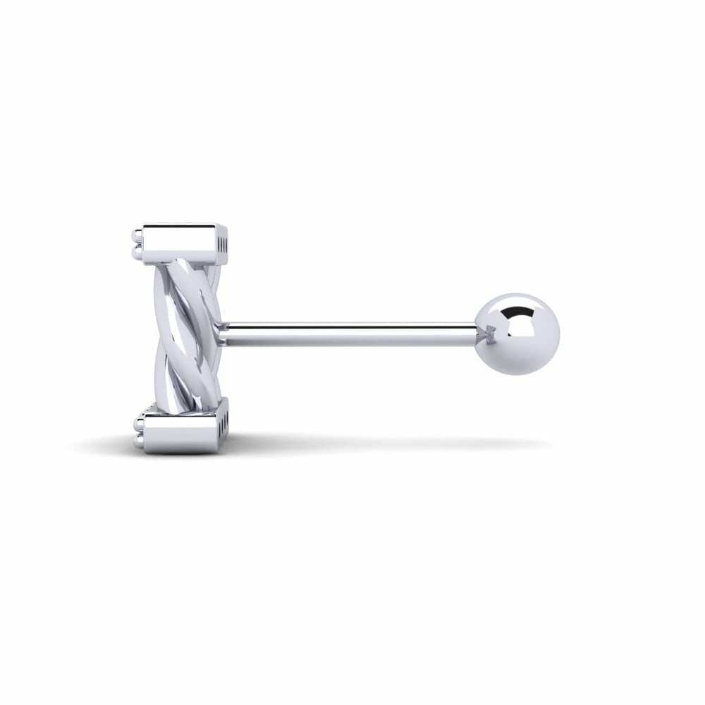 585 Bílé zlato Černý diamant Piercing pro muže Loches