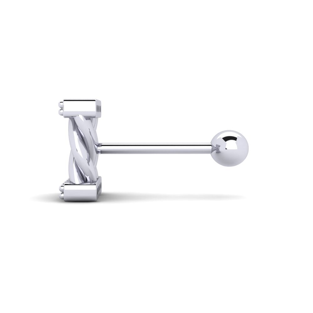 18k Oro Blanco Diamante Verde Piercing oreja hombre Loches