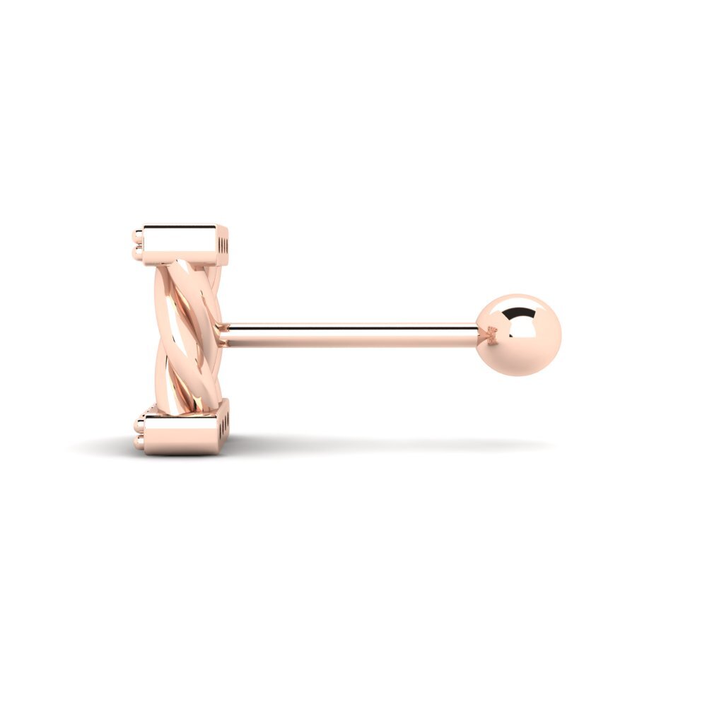 14ct Rose Gold Moissanite Men's Piercing Loches