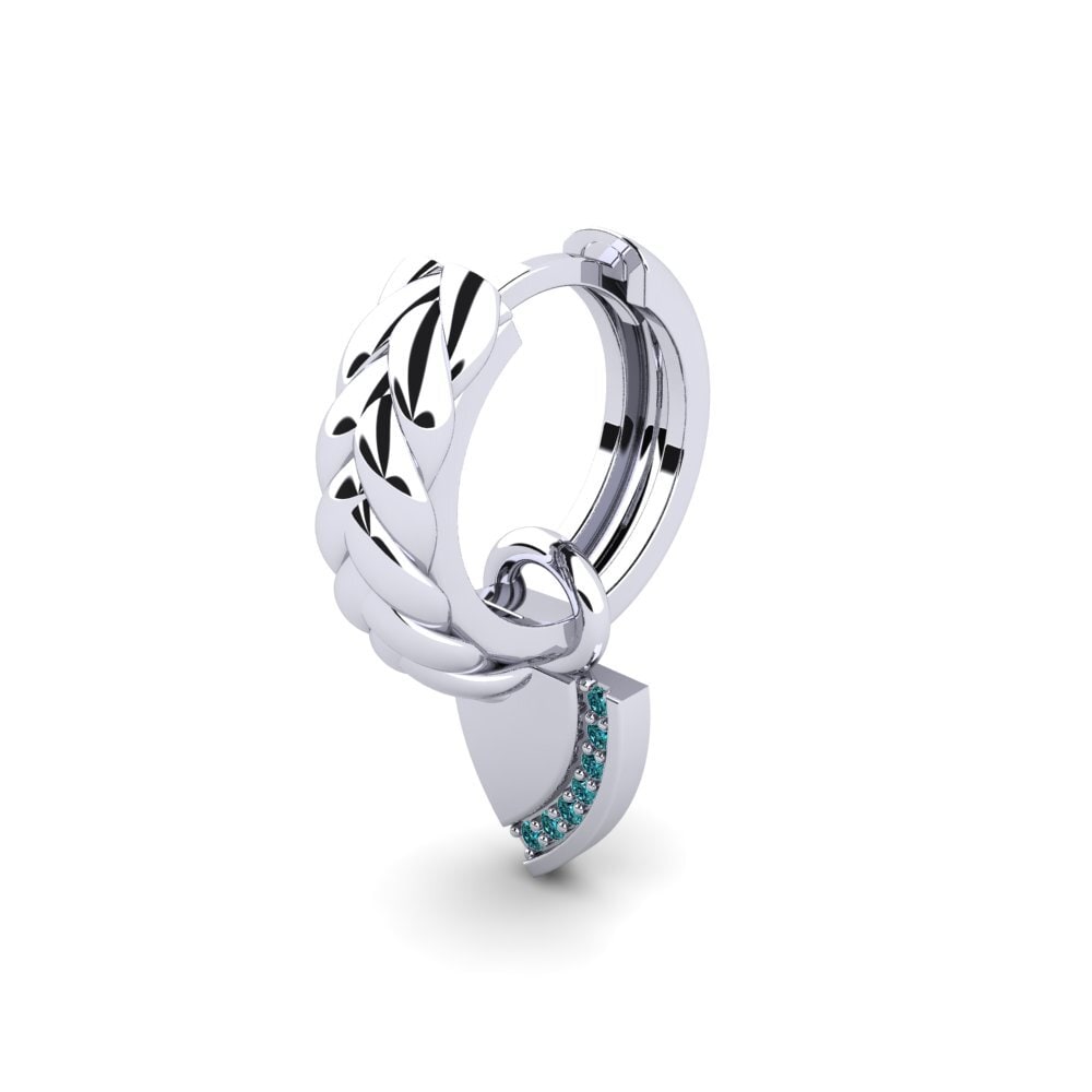 9ct White Gold Blue Diamond Men's Earring Mezieres