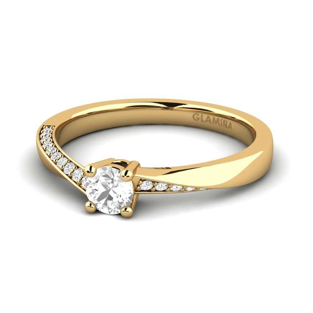 18k Oro Amarillo Zafiro blanco Anillo de compromiso Abella 0.25 crt