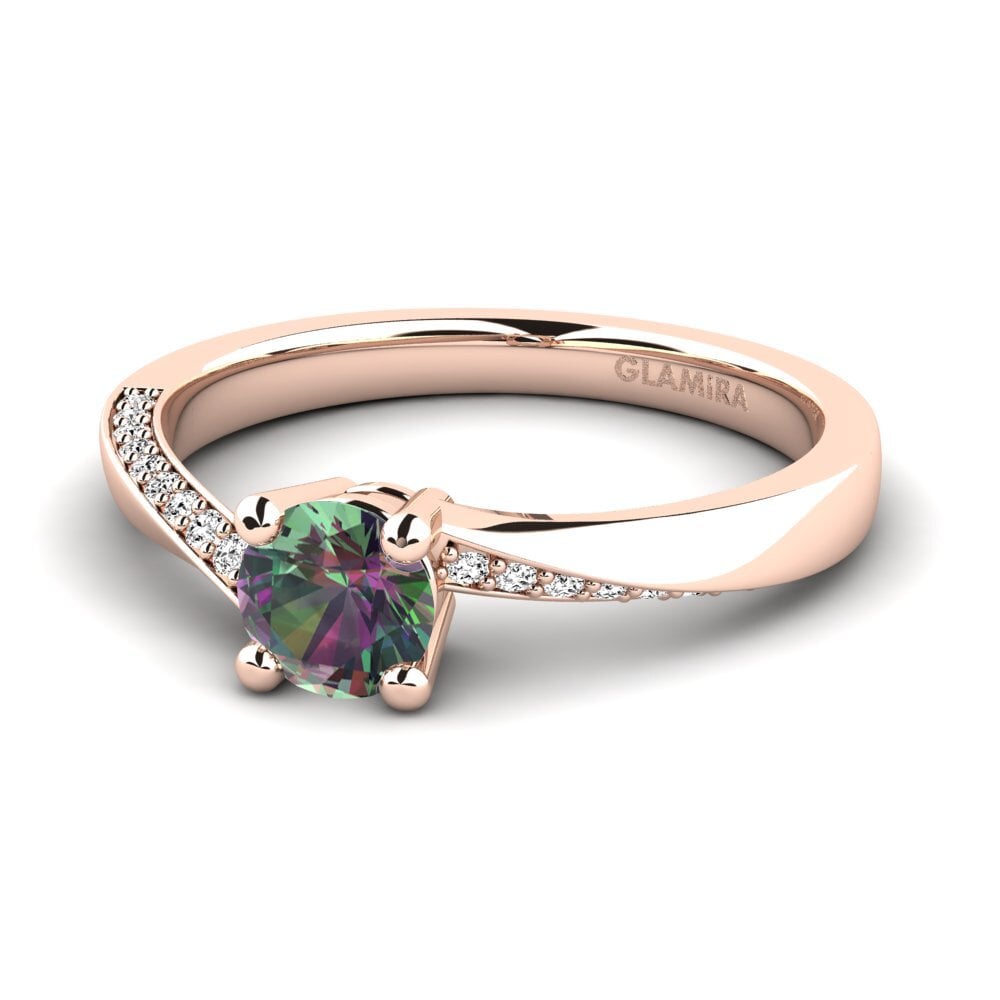 14k Oro Rosa Topacio Místico Anillo de compromiso Abella
