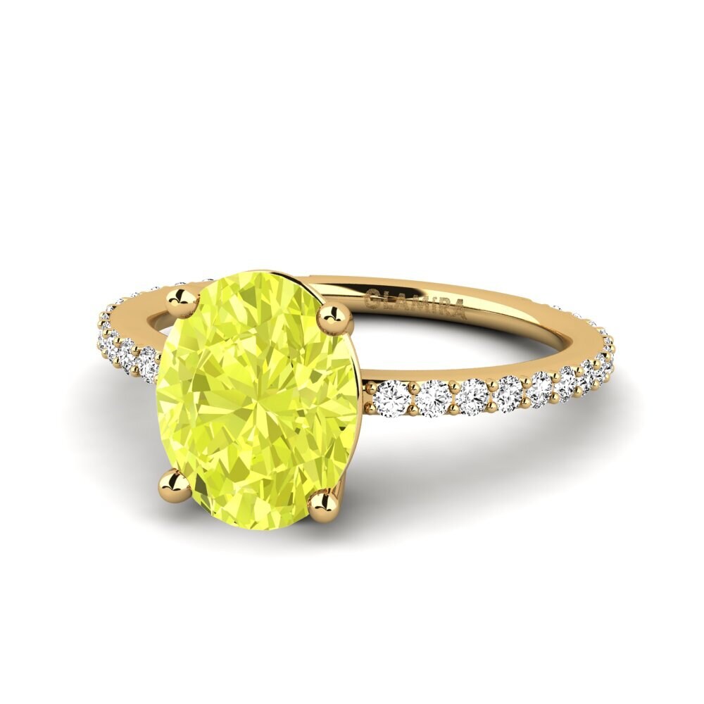 14k Oro Amarillo Cuarzo Limón Anillo de compromiso Acker