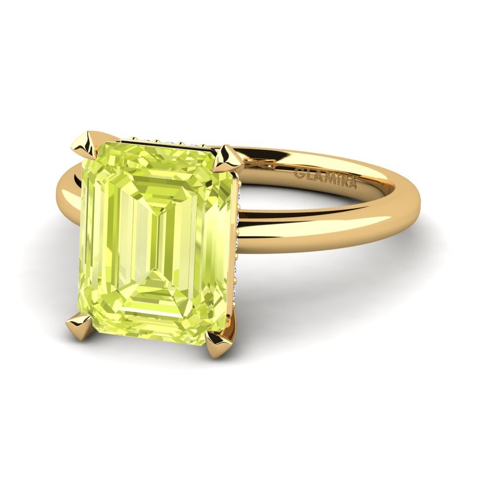 14k Oro Amarillo Cuarzo Limón Anillo de compromiso Agafya