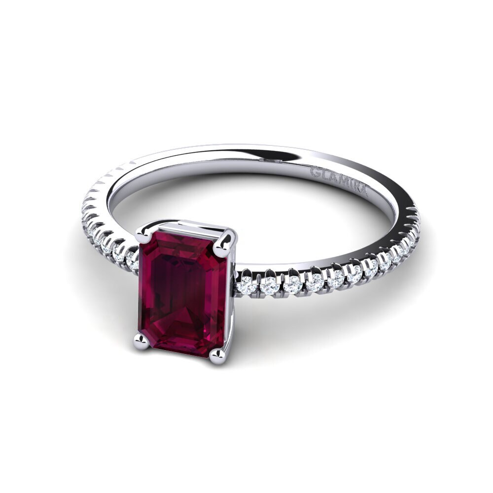 9ct White Gold Rhodolite Garnet Engagement Ring Aldea