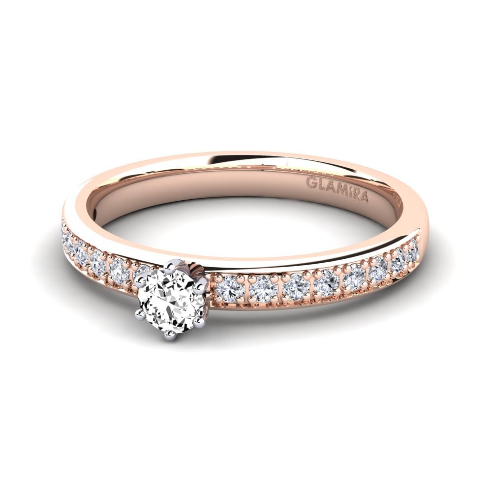 9k Oro Rosa & Blanco Anillo de compromiso Ageall 0.16 crt