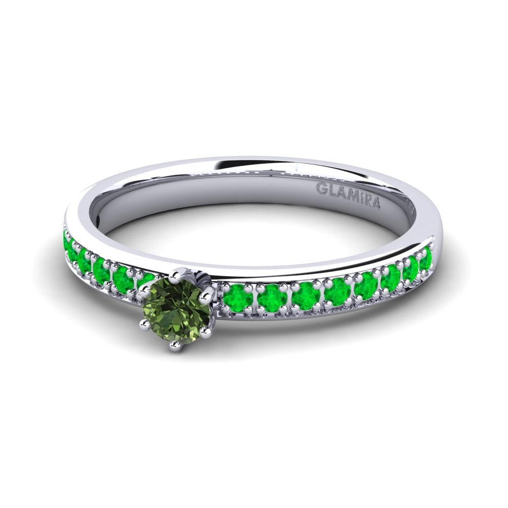 Green Sapphire Engagement Ring Ageall 0.16 crt