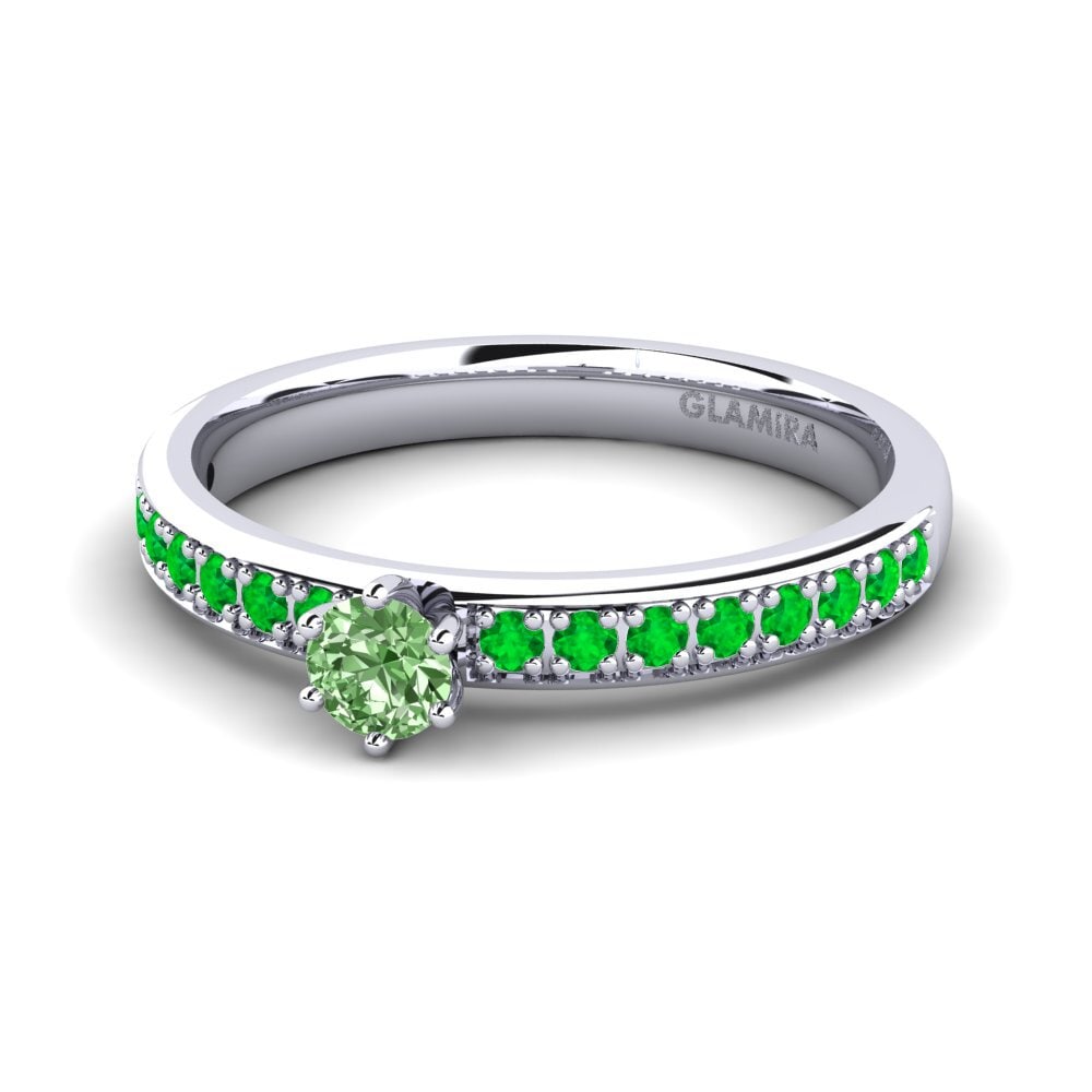 Diamante Verde Anillo de compromiso Ageall 0.16 crt