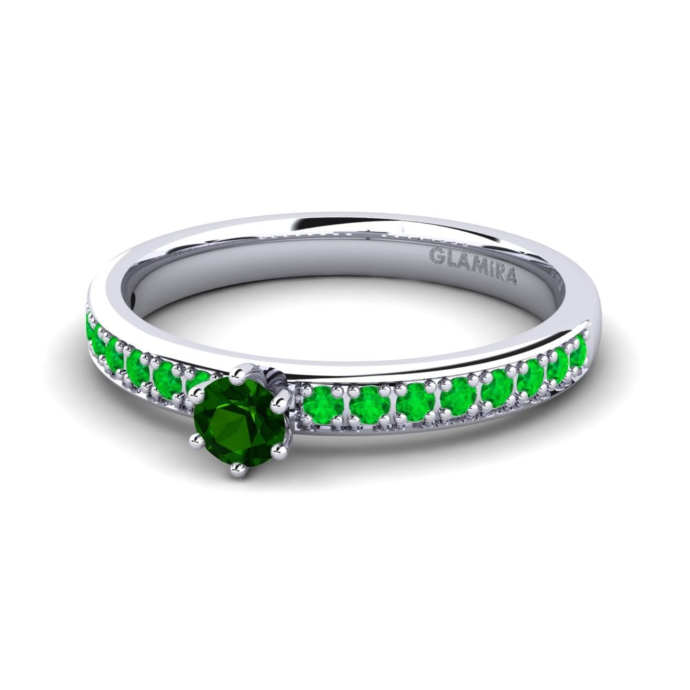 Turmalina verde Anillo de compromiso Ageall 0.16 crt